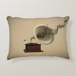 Music Streams from Gramophone Accent Pillow