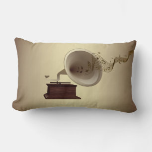Music Streams from Gramophone Lumbar Pillow
