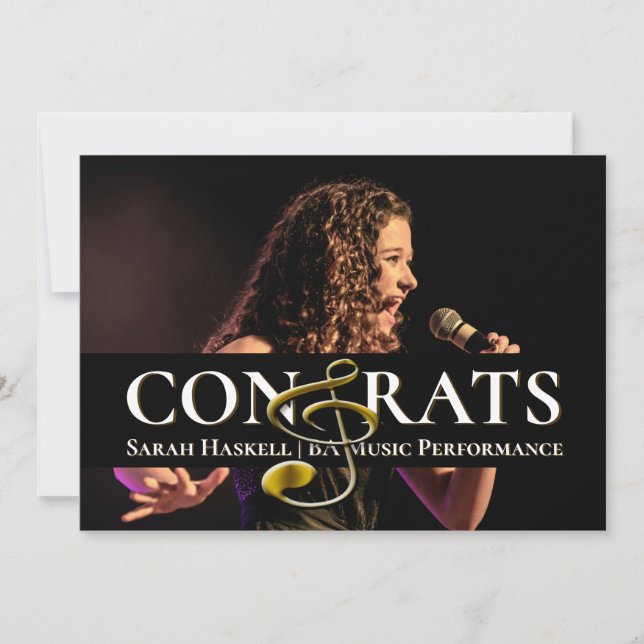 Music Student Graduation Announcement Treble Clef (Front)