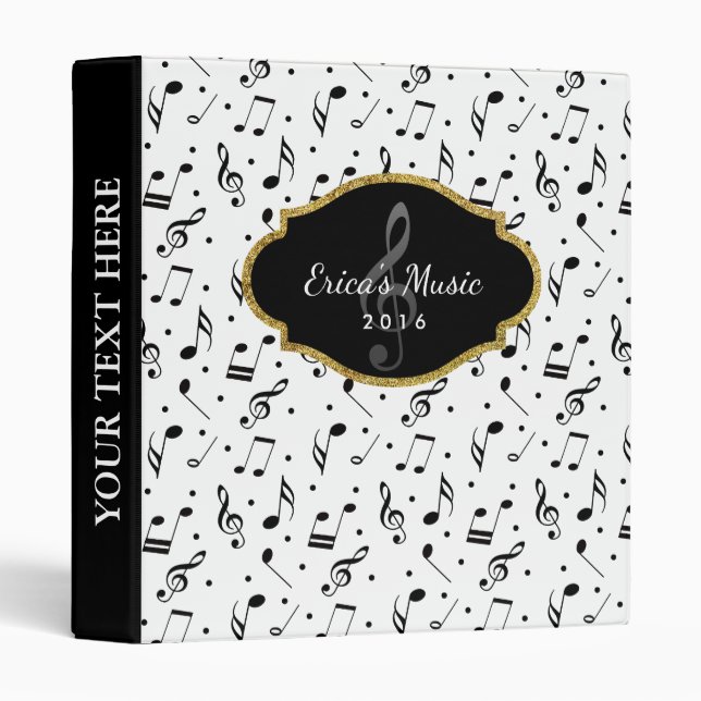 Music Symbol Pattern Modern Musical Binder (Front/Spine)