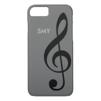 music symbol (treble clef) with custom initials
