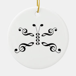 Music Symbols Butterfly Ceramic Ornament