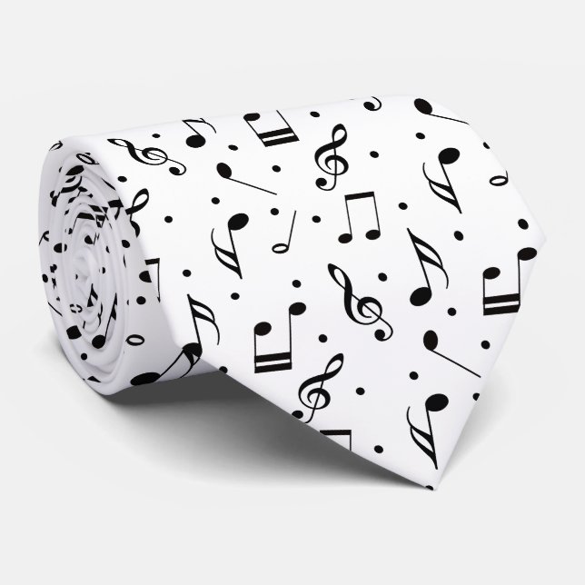 Music Symbols Pattern Classy Musical Tie (Rolled)