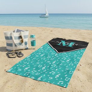 Music symbols personalized   beach towel