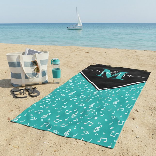 Music symbols personalized   beach towel (Creator Uploaded)