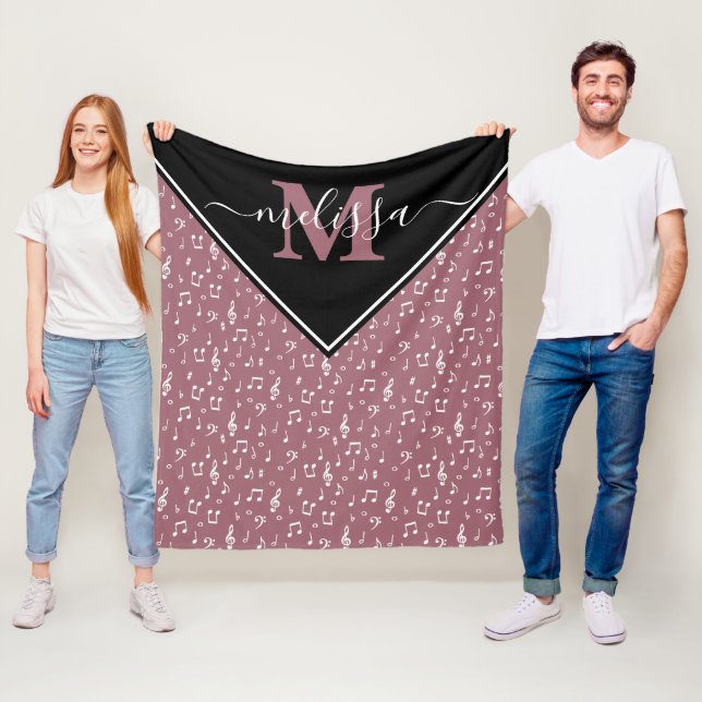 Music symbols personalized  fleece blanket (In Situ)