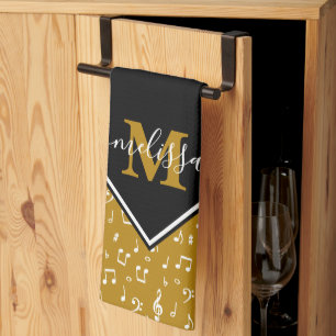 Music symbols personalized  kitchen towel