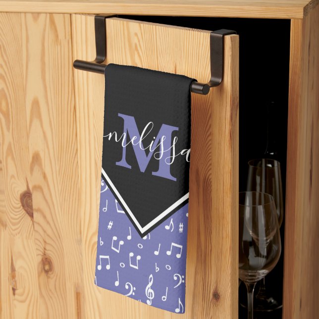 Music symbols personalized  kitchen towel (Thirds Fold)