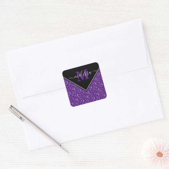 Music symbols personalized  square sticker (Envelope)