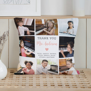 Music Teacher Appreciation Photo Collage White  Throw Pillow