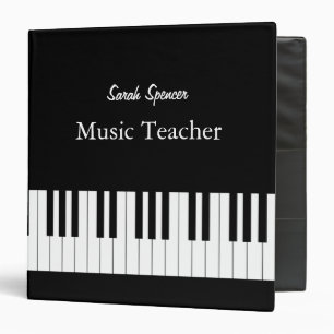 Music Teacher   B & W Piano Keys Binder