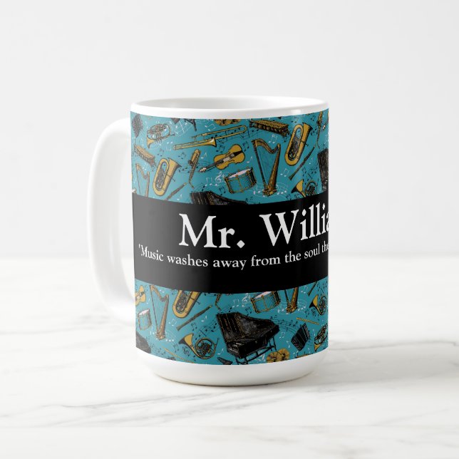 Music Teacher, Back To School, Instruments Coffee Mug (Front Left)