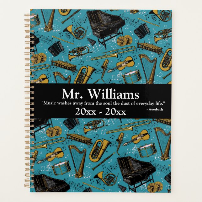 Music Teacher, Back To School, Instruments Planner (Front)