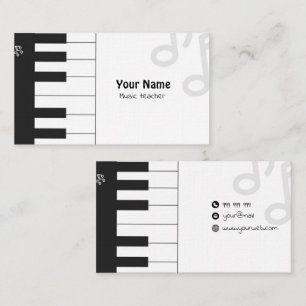 Music teacher black and white business card