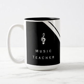 Music Teacher Black White Trendy Musical Two-Tone Coffee Mug