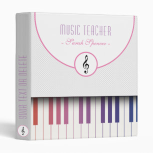 Music Teacher Colorful Piano Keys Binder