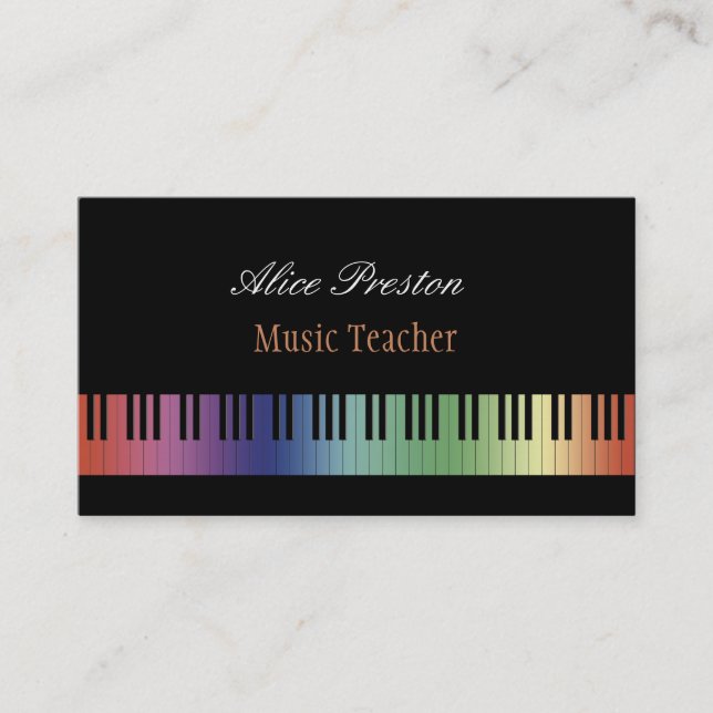 Music Teacher | Colourful Business Card (Front)