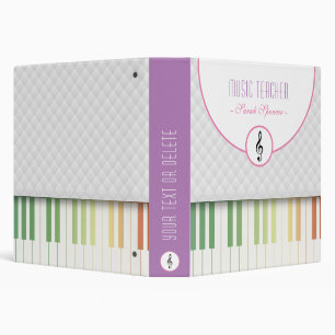 Music Teacher Colourful Piano Keys Binder