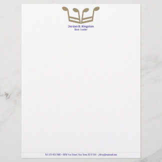 Music Teacher Crown Letterhead