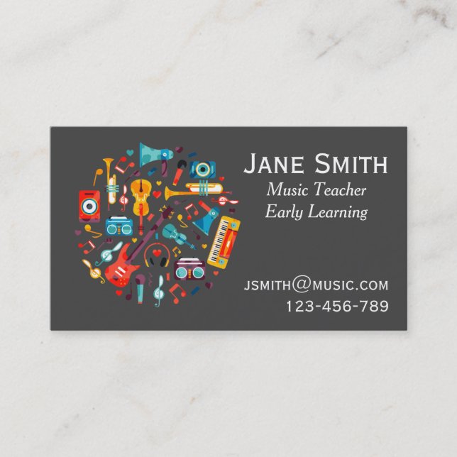 Music teacher early learning music tutor business card (Front)