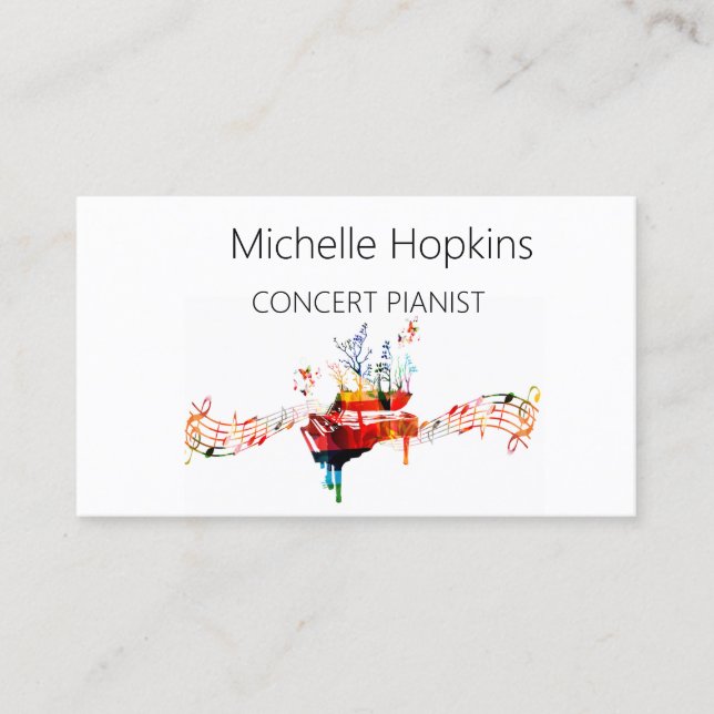 Music Teacher Elegant Piano Keys Calling Card (Front)
