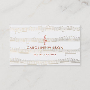music teacher elegant rose gold clef business card