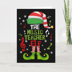 Music Teacher Elf Christmas Family Matching Xmas G Card
