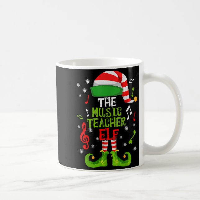 Music Teacher Elf Christmas Family Matching Xmas G Coffee Mug (Right)