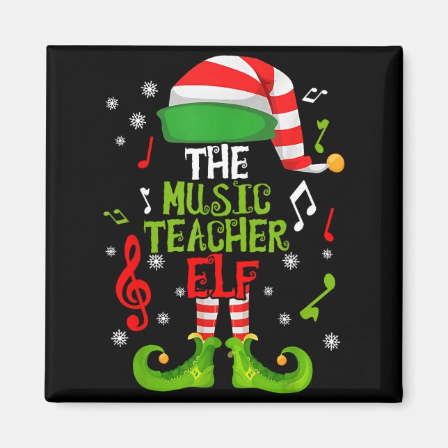 Music Teacher Elf Christmas Family Matching Xmas G Magnet (Front)