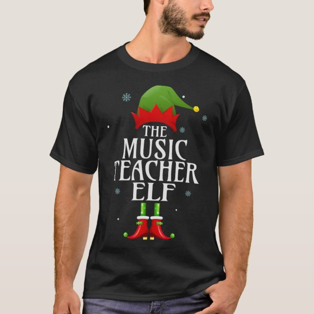 Music Teacher Elf Xmas Matching Family Group Chris T-Shirt (Front)