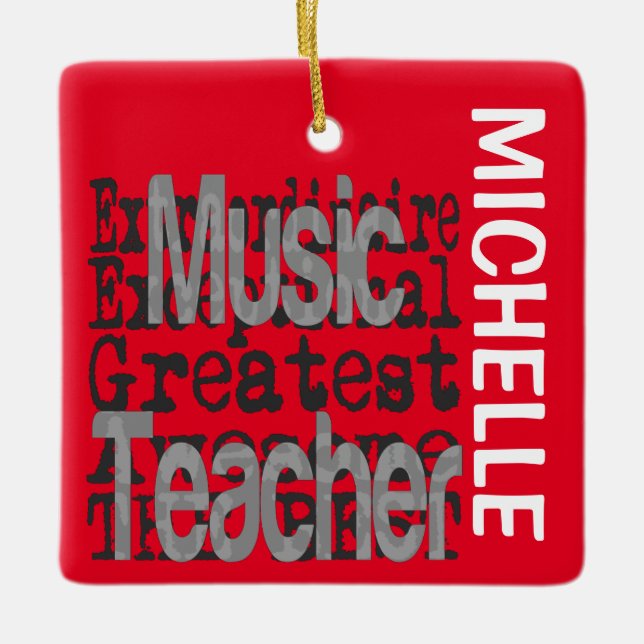 Music Teacher Extraordinaire CUSTOM Ceramic Ornament (Front)