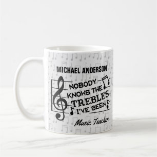 Music Teacher Funny Treble Joke Name Template Coffee Mug