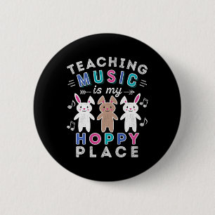 Music Teacher Gift Easter Hoppy Bunny Rabbit Cute 2 Inch Round Button