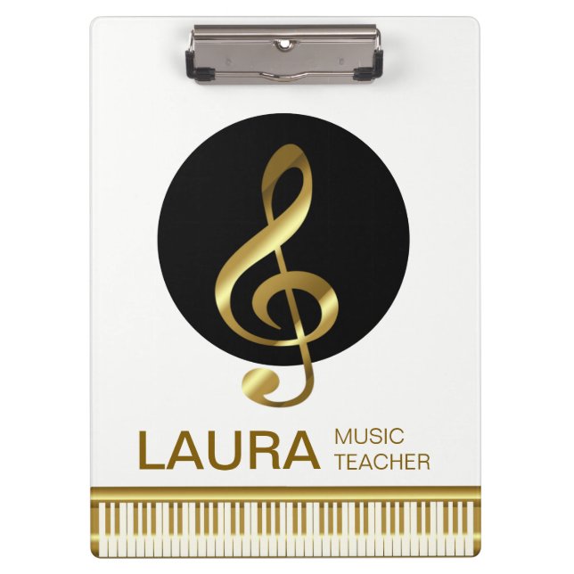 Music Teacher Gold Piano Keyboard Musician DJ Clipboard (Front)