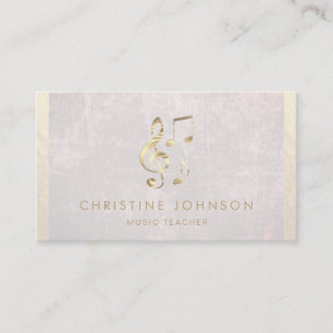 music teacher golden notes business card