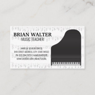 Music Teacher   Grand Piano   Musical Notes Business Card