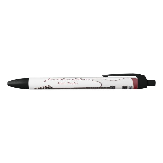 Music Teacher Guitar & Piano Keys Black Ink Pen (Top)