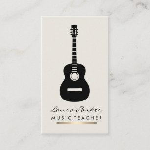 Music Teacher Guitar Player instrument Gold Business Card