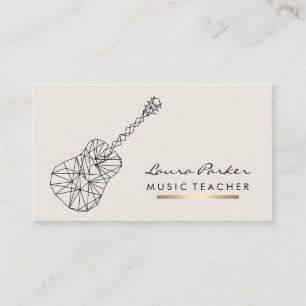 Music Teacher Guitar Player instrument Gold Business Card