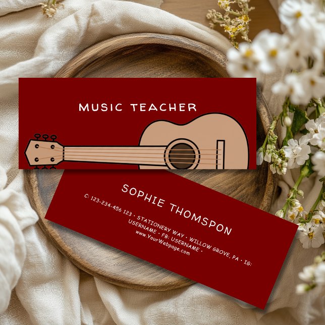 Music teacher guitar private lessons mini business card (Creator Uploaded)