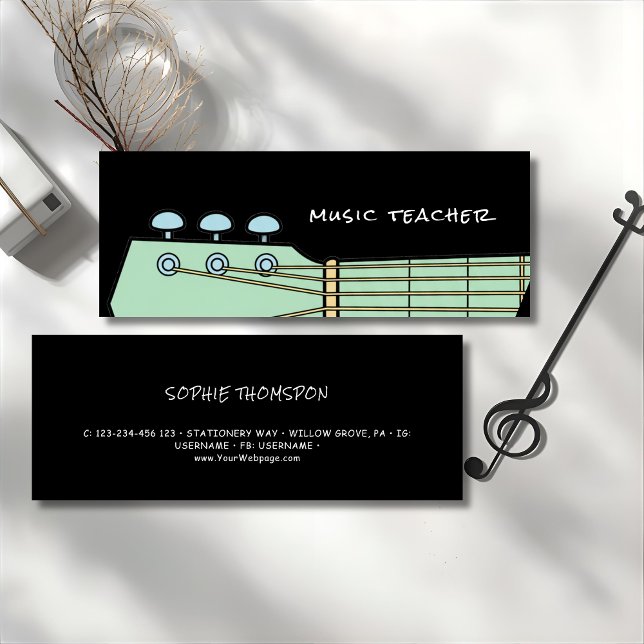 Music teacher guitar private lessons mini business card (Creator Uploaded)