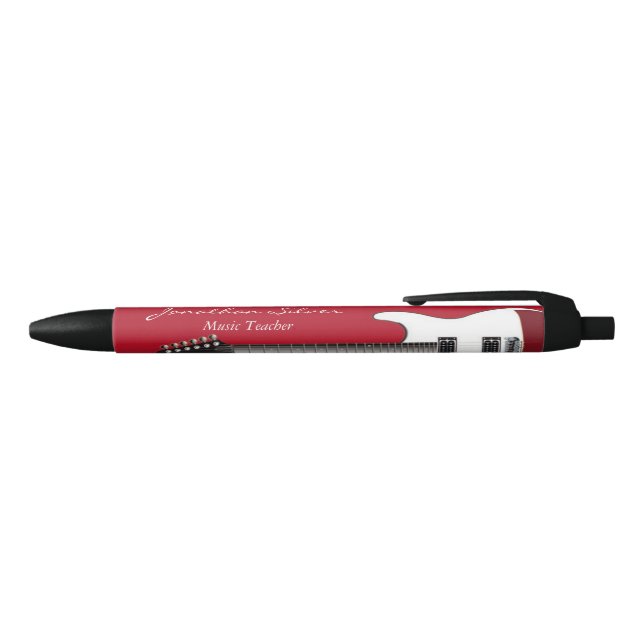 Music Teacher Guitar Red Black and White Black Ink Pen (Top)