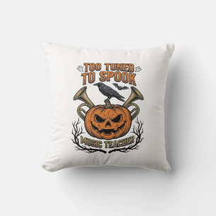 Music Teacher Halloween Pumpkin Engraving Shirt De Throw Pillow
