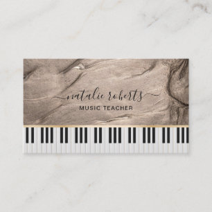 Music Teacher Modern Bronze Elegant Piano Keys Business Card