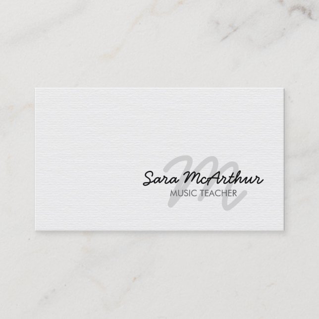 Music Teacher Monogram Business Card (Front)