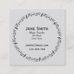 Music teacher music tutor music notes square business card