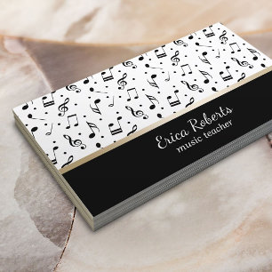 Music Teacher Musical Pattern Elegant Business Card