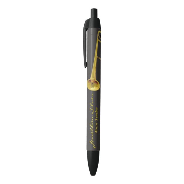 Music Teacher Piano Keyboard and Trombone Black Ink Pen (Top (Vertical))