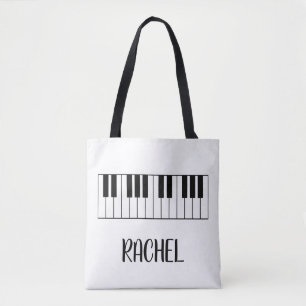 Music Teacher Piano Keyboard Personalized Name Tote Bag