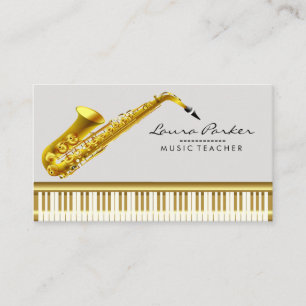 Music Teacher Piano Keyboard Saxophone Musician Business Card